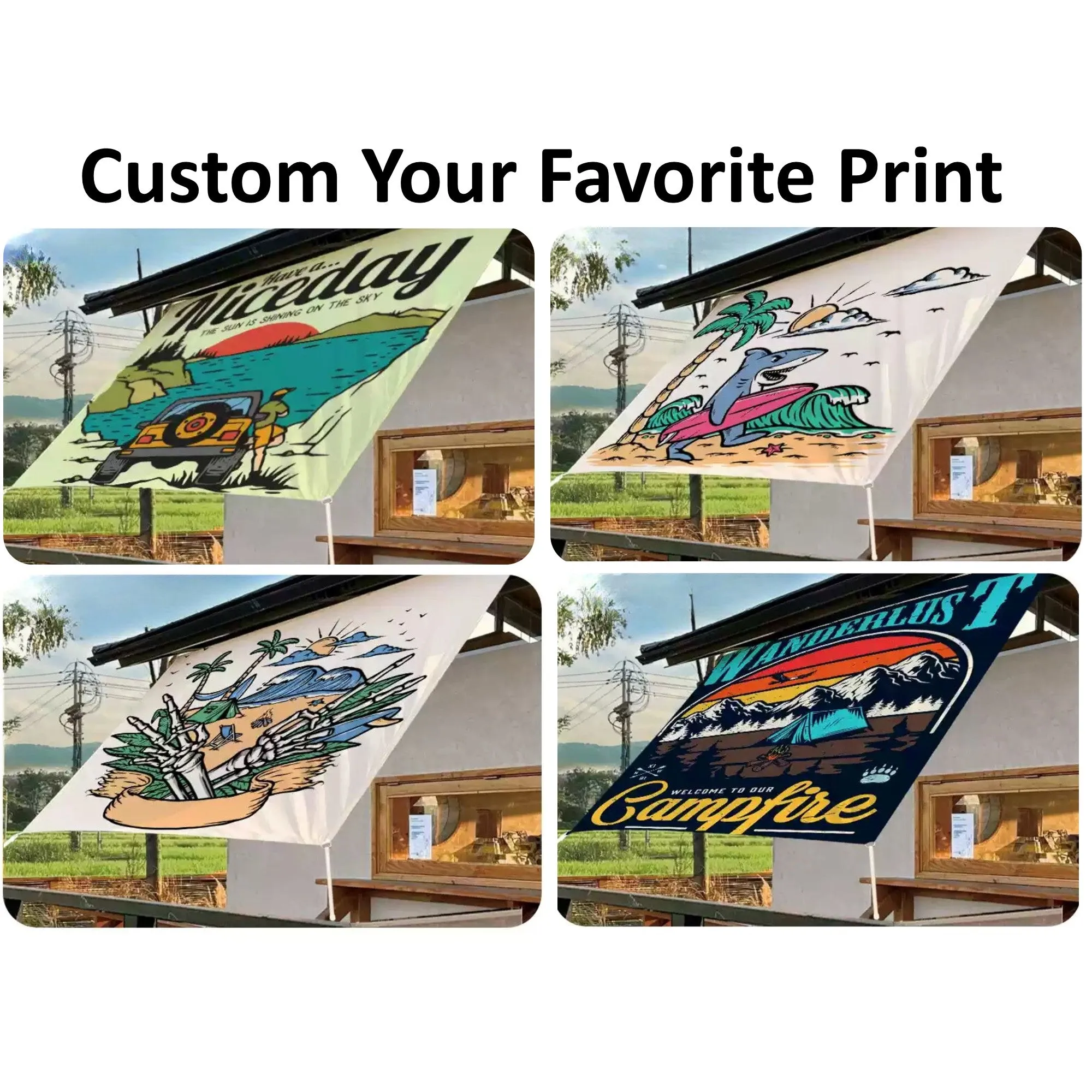 Design Your Own Pattern Custom Print Patio Camping Business Sun Shade Sail