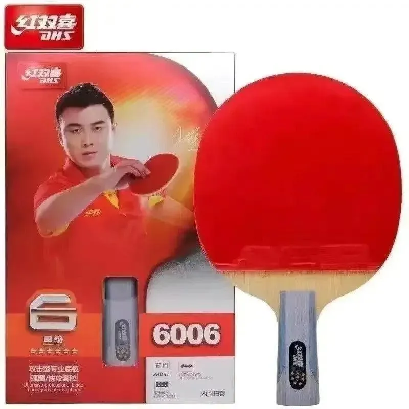 DHS 6 Star Table Tennis Bat 6002 with DHS Hurricane 8 & Tin Arc Rubbers