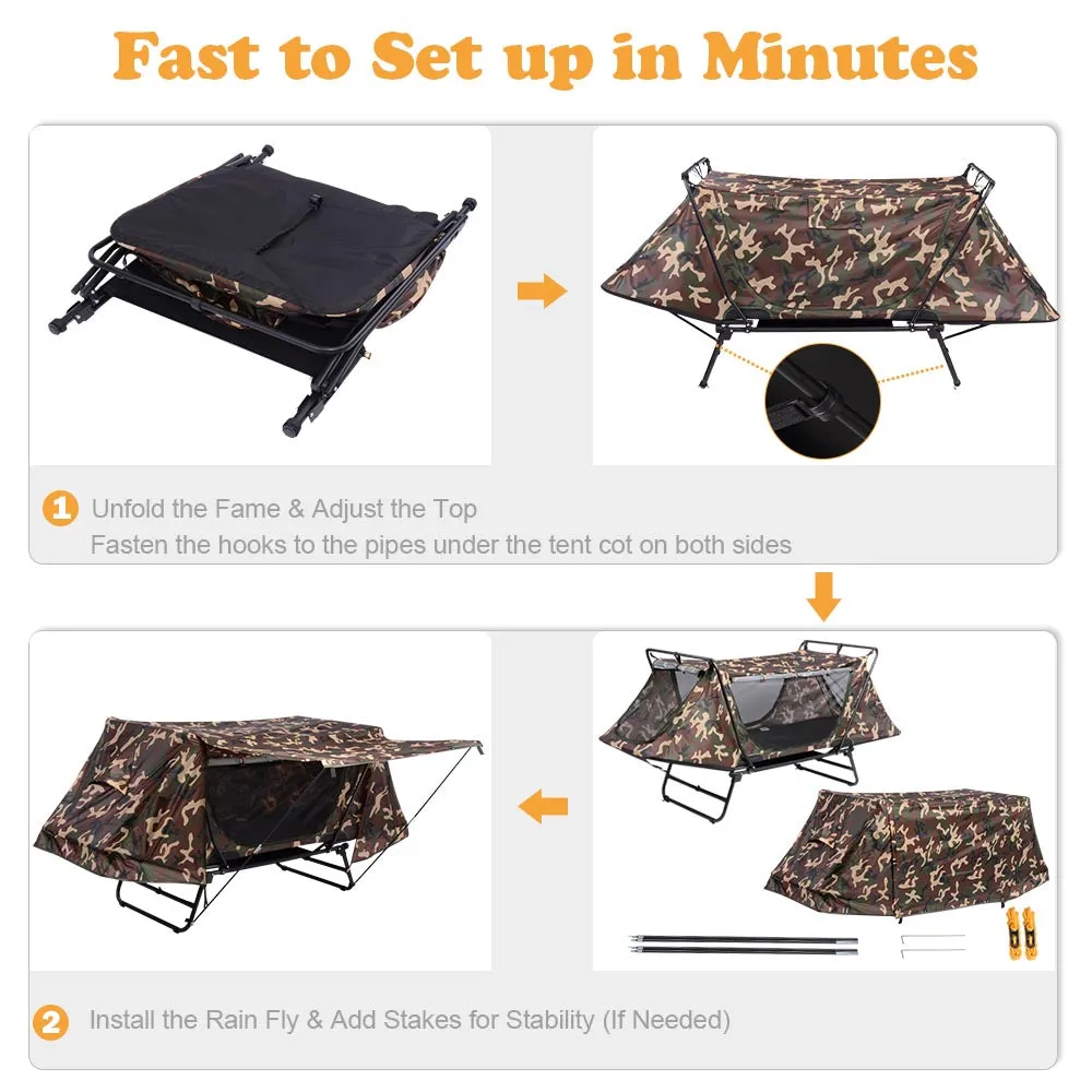 DIY Cot Tent Folding Off the Ground Tent with Fly 2-Legs