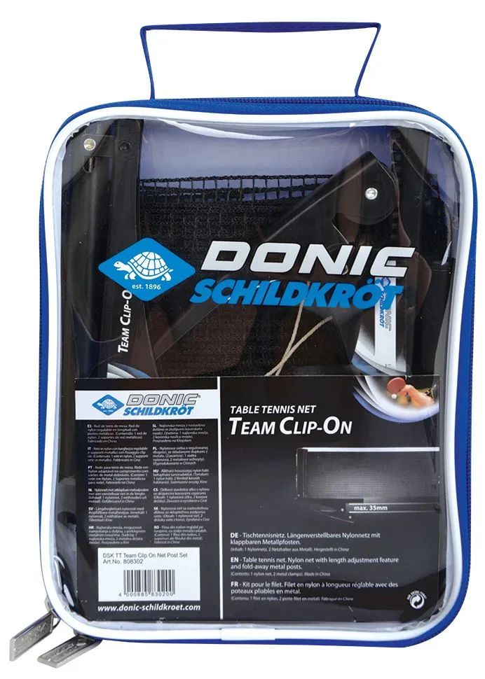 Donic Schildkrot Team Clip On Table Tennis Net Set - Quick Set Up - Weatherproof