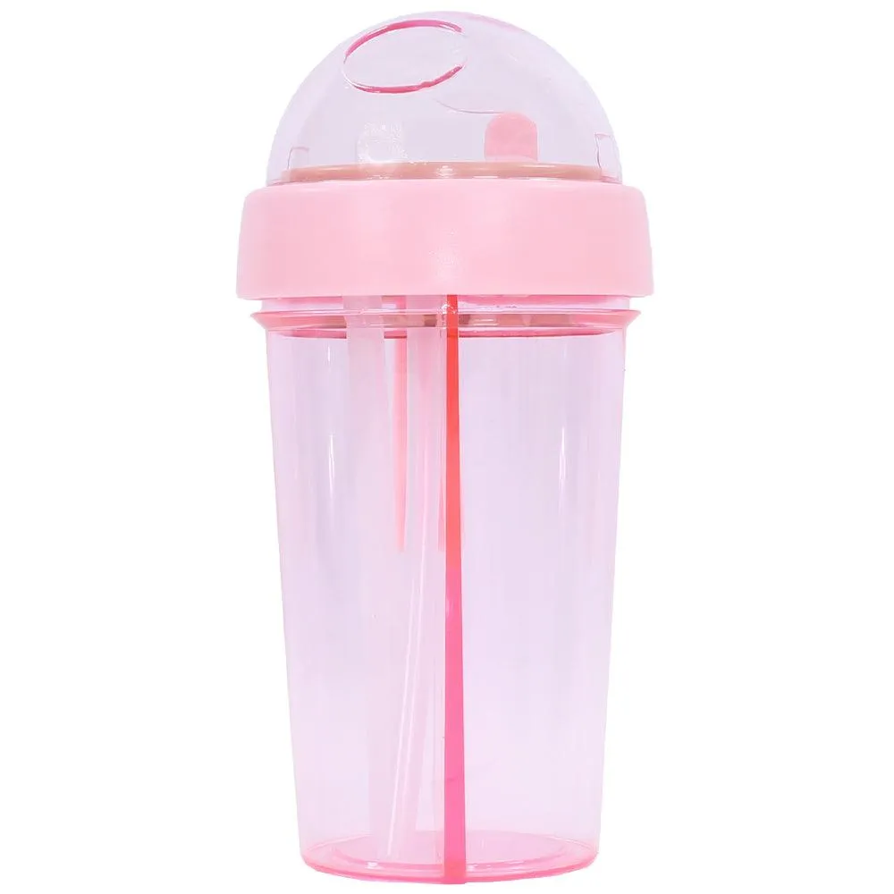 Dual Sippers Transparent Bottle, Pink - 500 ml