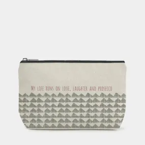 East Of India - Toiletry / Cosmetic Bag - My Life Runs On Love,