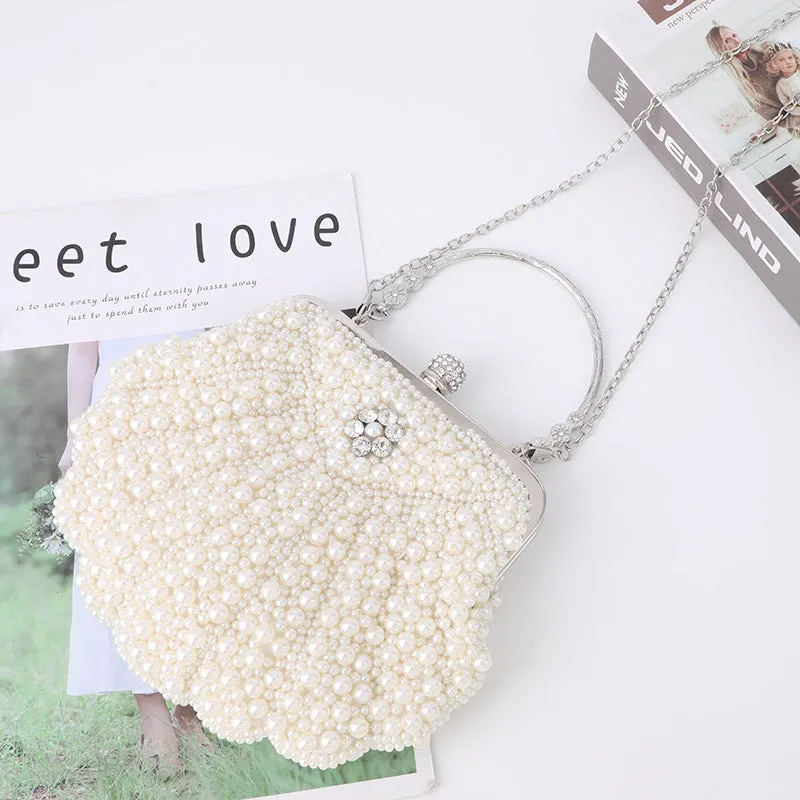 Elegant Pearls Women Shell Handbag