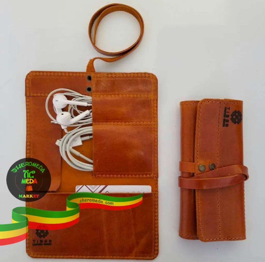 Ethiopian leather cable bag