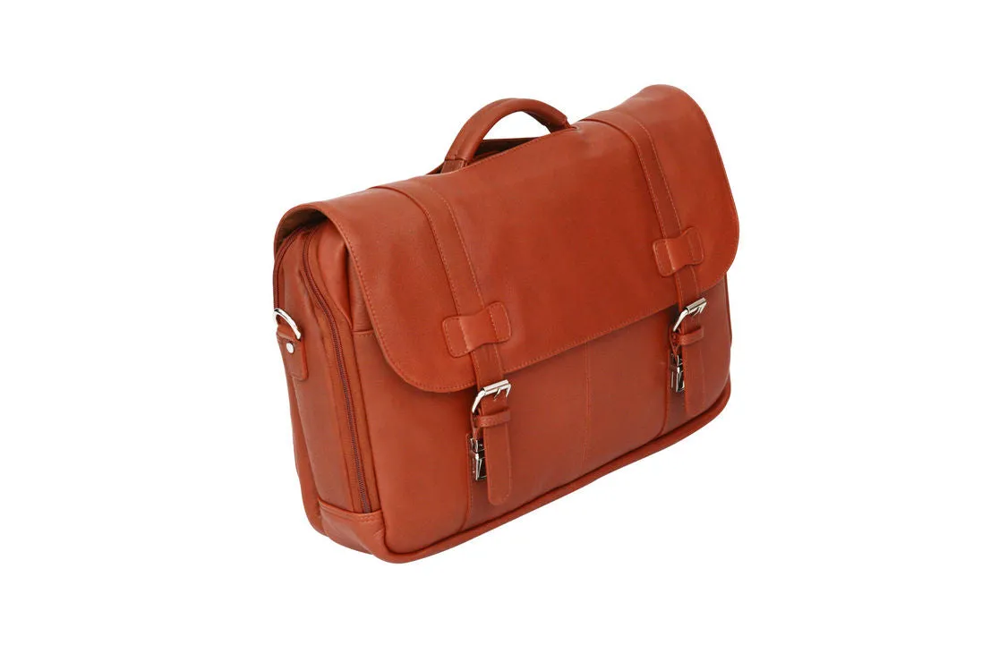 Felda Firenze Cognac Leather RFID Flap Over Briefcase