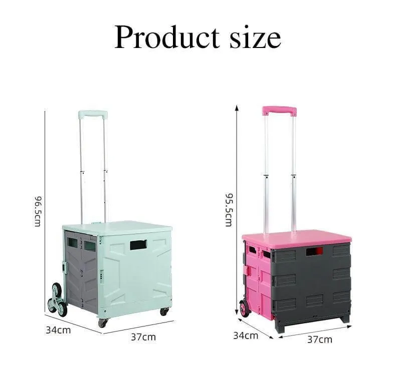 Foldable Portable Grocery Picnic Trolley Storage Cart Box