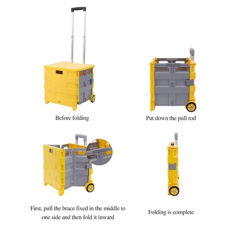 Foldable Portable Grocery Picnic Trolley Storage Cart Box