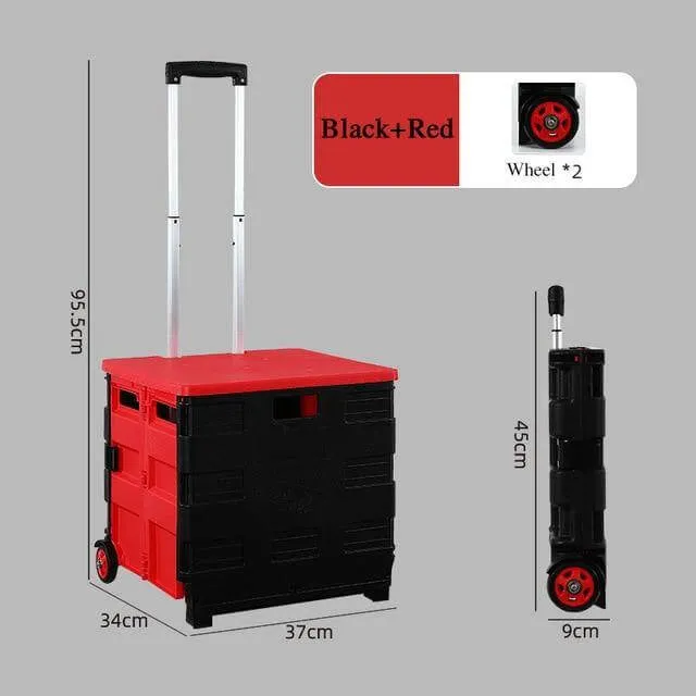 Foldable Portable Grocery Picnic Trolley Storage Cart Box