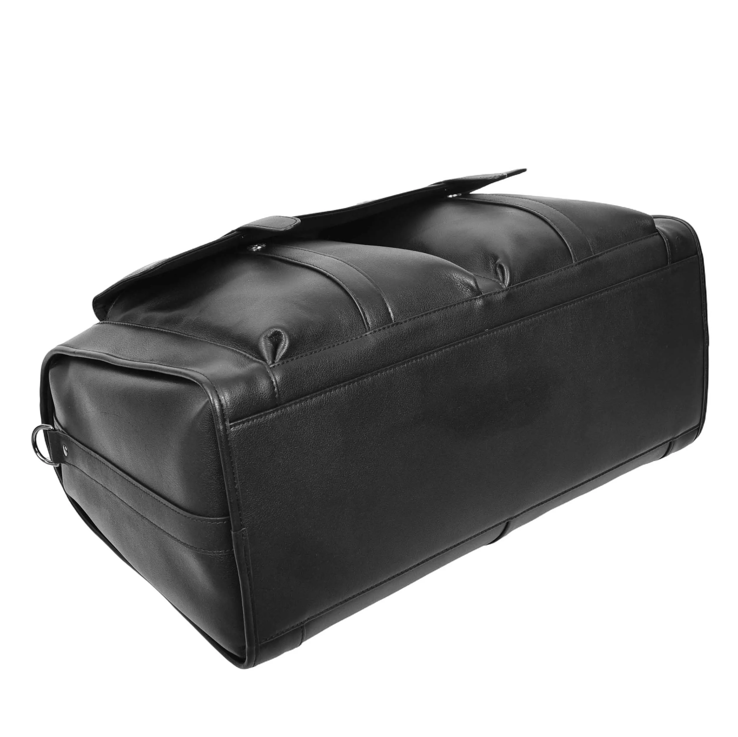 Full Leather Holdall Weekend Travel Duffel Bag for Men, Women AL07 Black