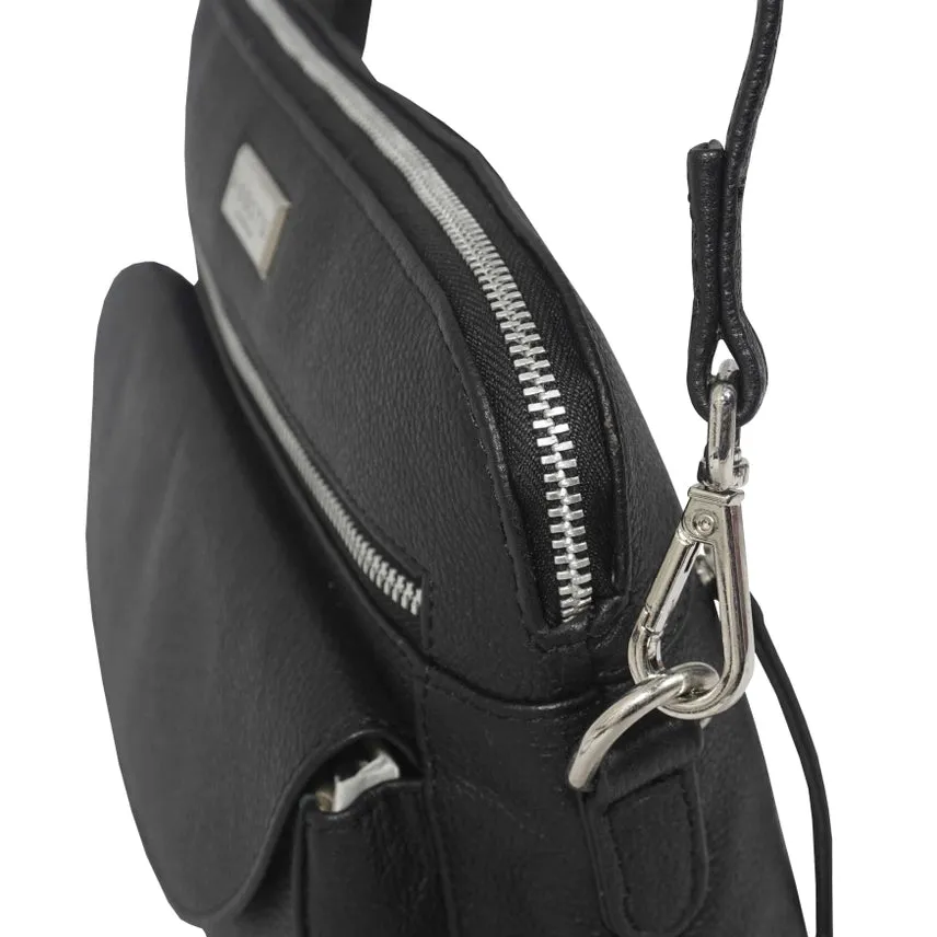 Genuine Black Leather Crossbody