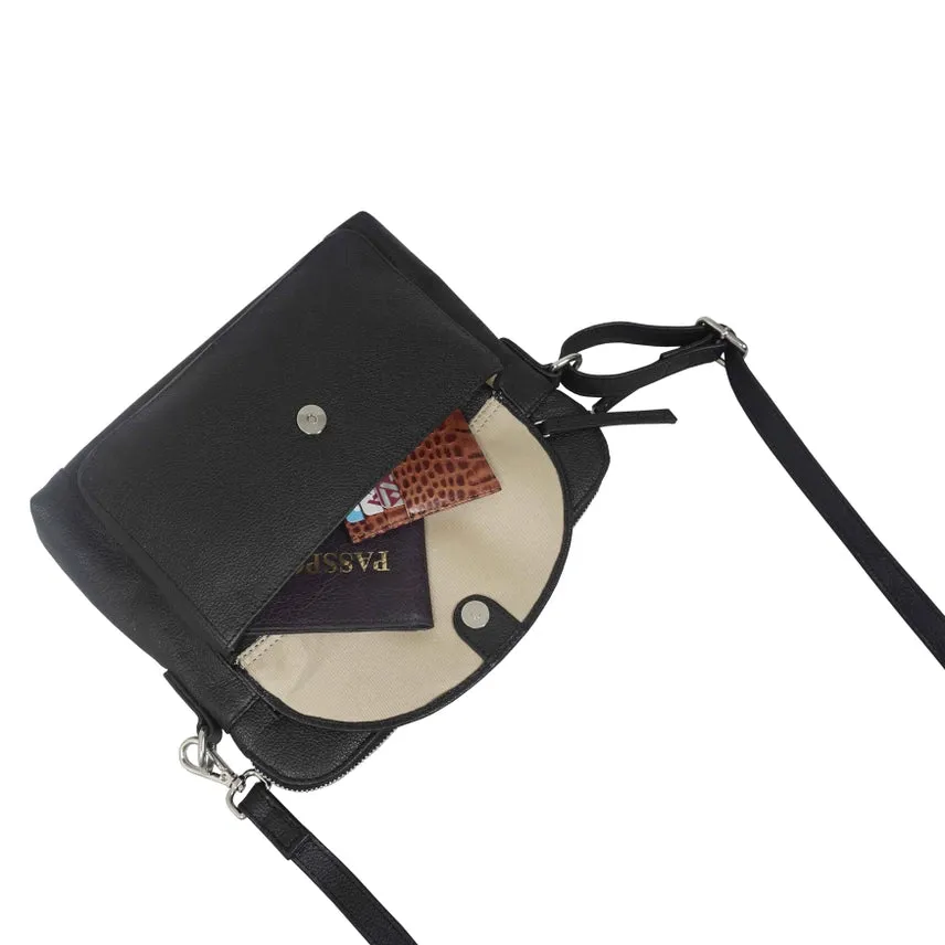 Genuine Black Leather Crossbody