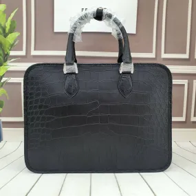 Genuine Crocodile Leather Briefcase Laptop Business Bag Black