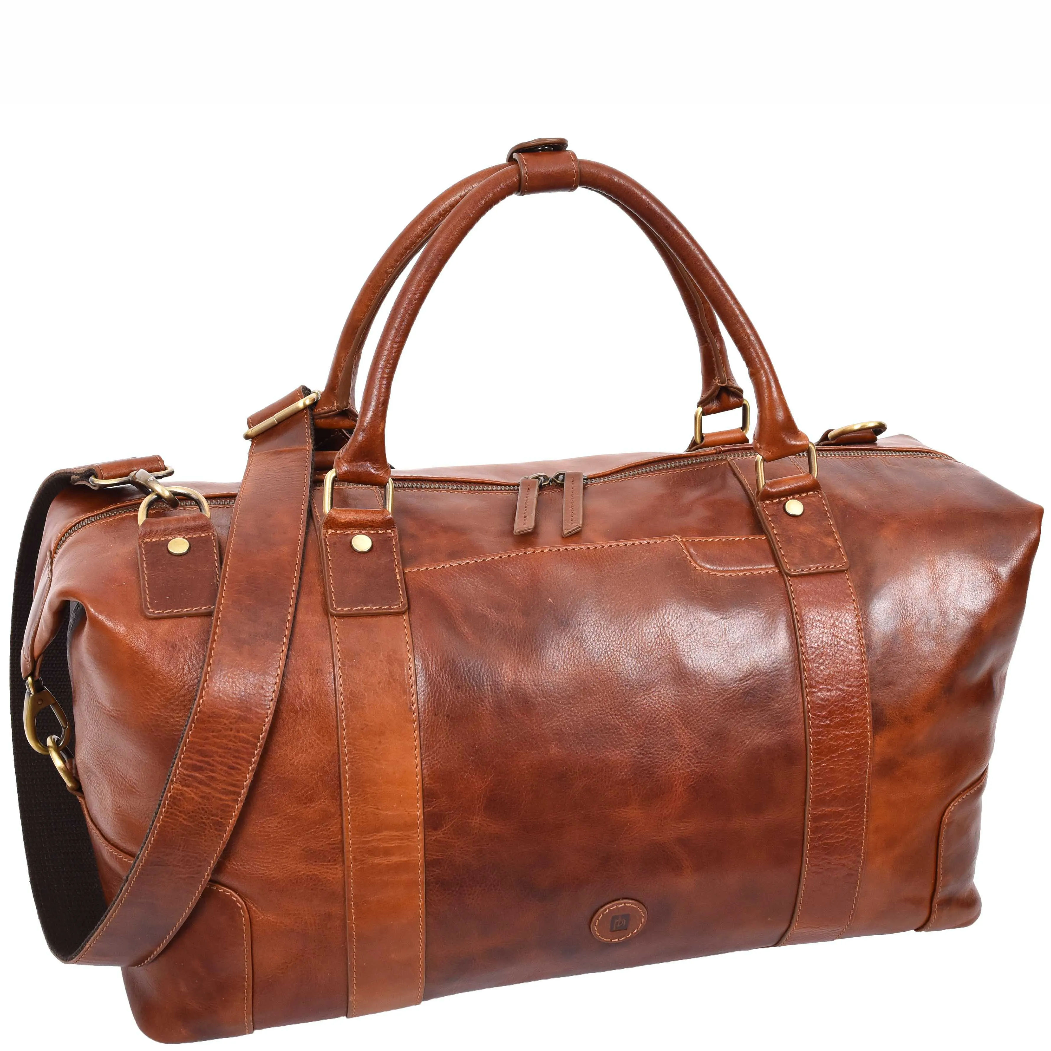 Genuine Leather Overnight Weekend Duffle Bag Travel Holdall A500 Cognac