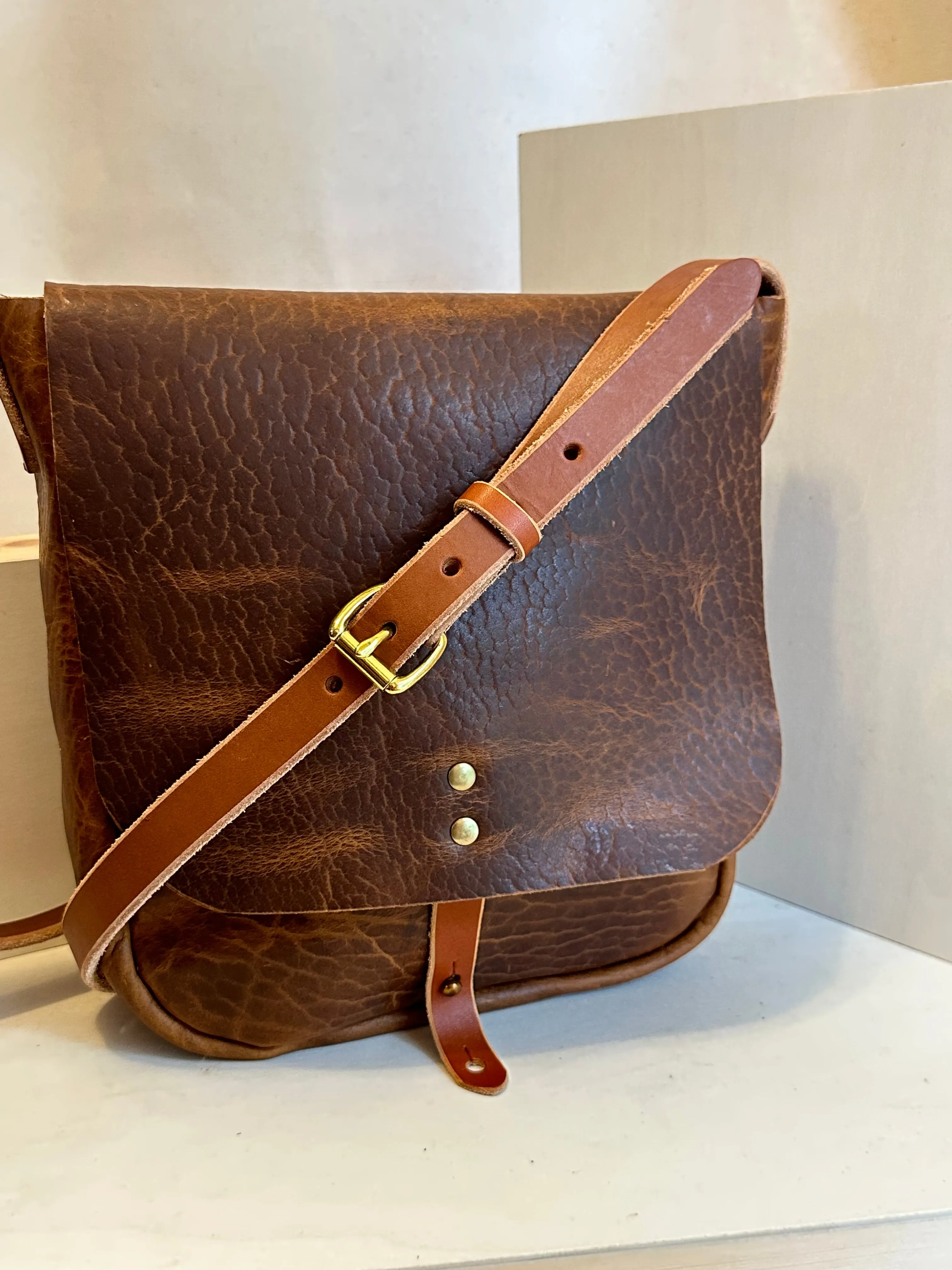 Glazed Bison Explorer Small Crossbody Leather Bag