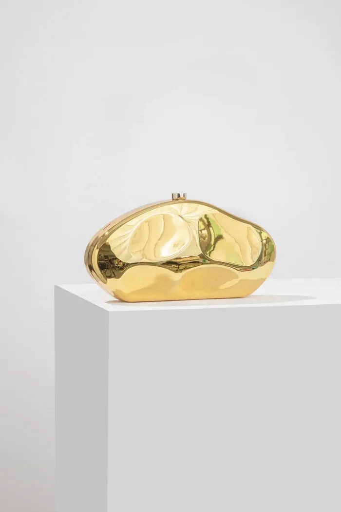 Gold Acrylic Oval Evening Mini Clutch Bag