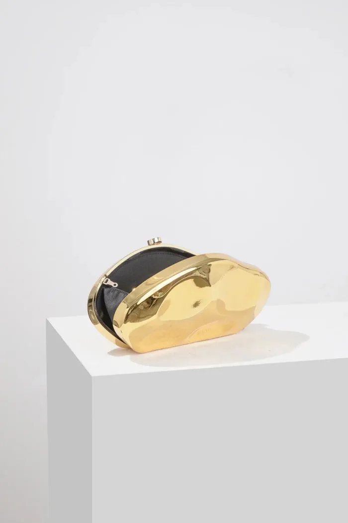 Gold Acrylic Oval Evening Mini Clutch Bag