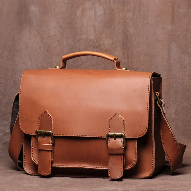 Handmade Crazy Horse Leather Retro Postman Bag Carrying Bag Cowhide Cross Body Bag Message Bag