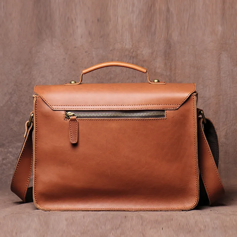 Handmade Crazy Horse Leather Retro Postman Bag Carrying Bag Cowhide Cross Body Bag Message Bag