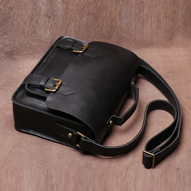 Handmade Crazy Horse Leather Retro Postman Bag Carrying Bag Cowhide Cross Body Bag Message Bag