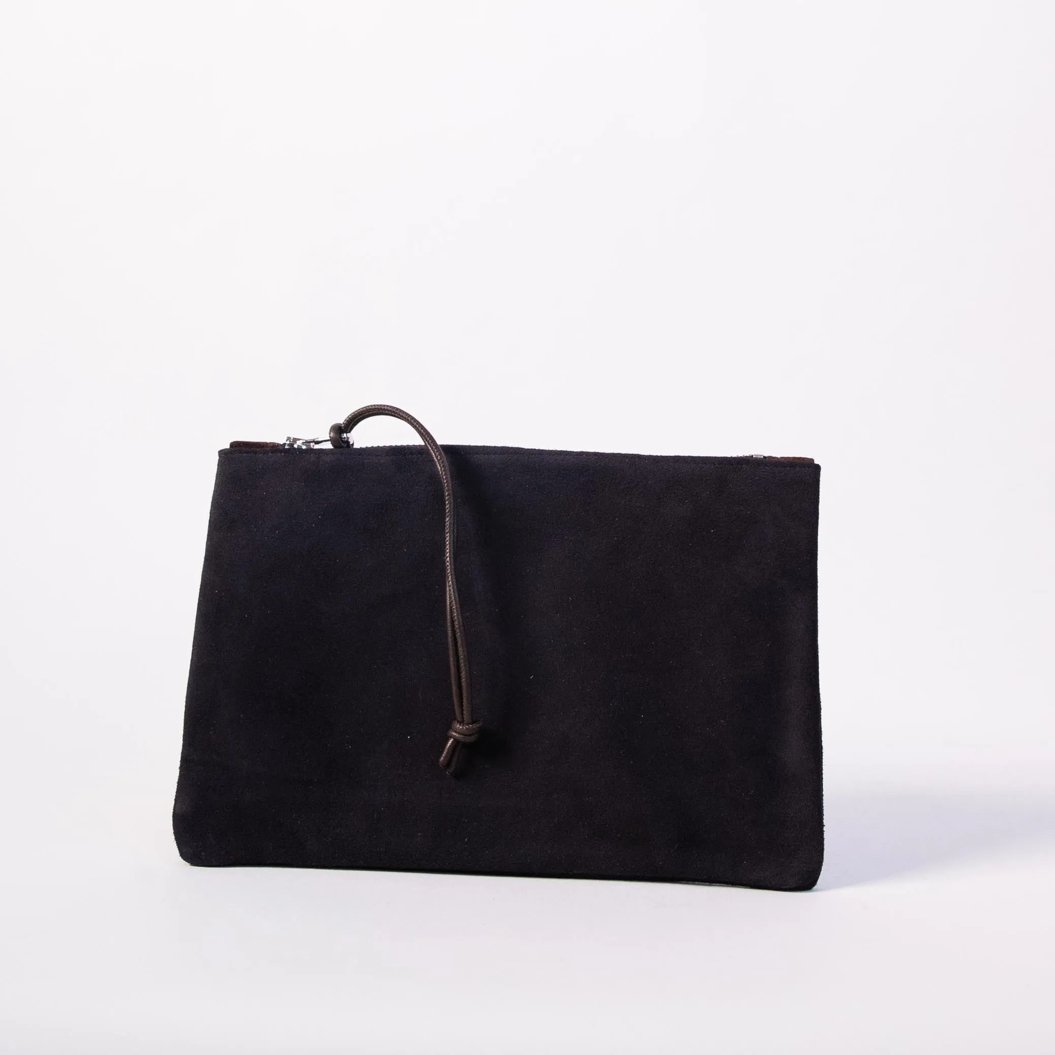 Harpers Italian Leather Pouchette in Navy suede