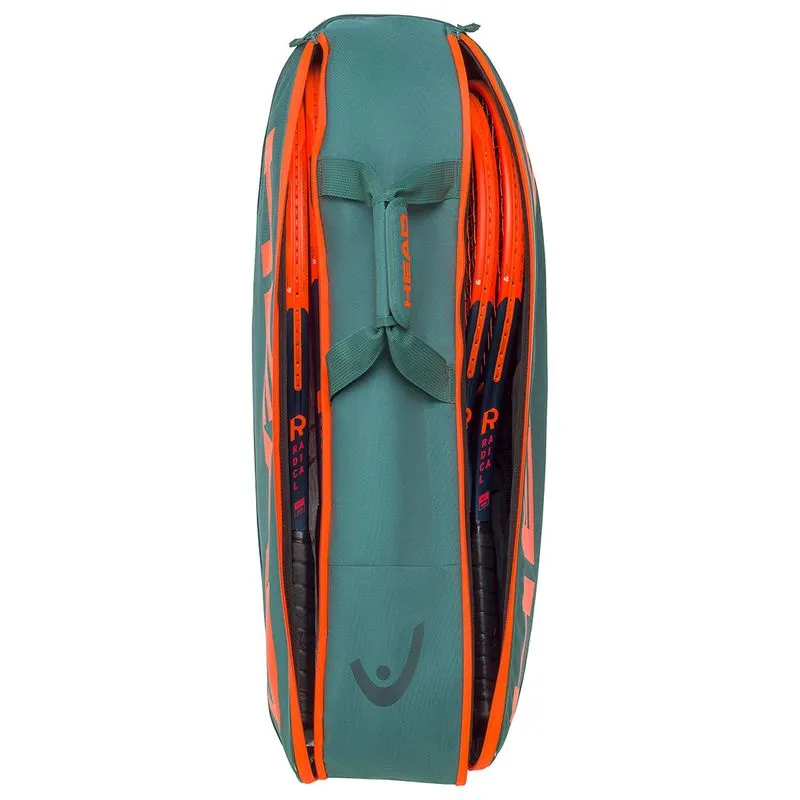 Head Pro Racquet M 6 Pack Tennis Bag Dark Cyan Orange