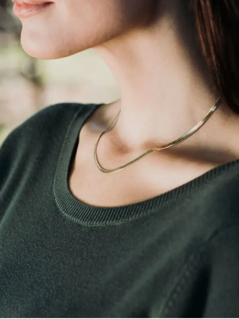 Herringbone Chain Necklace 15.5" | Gold