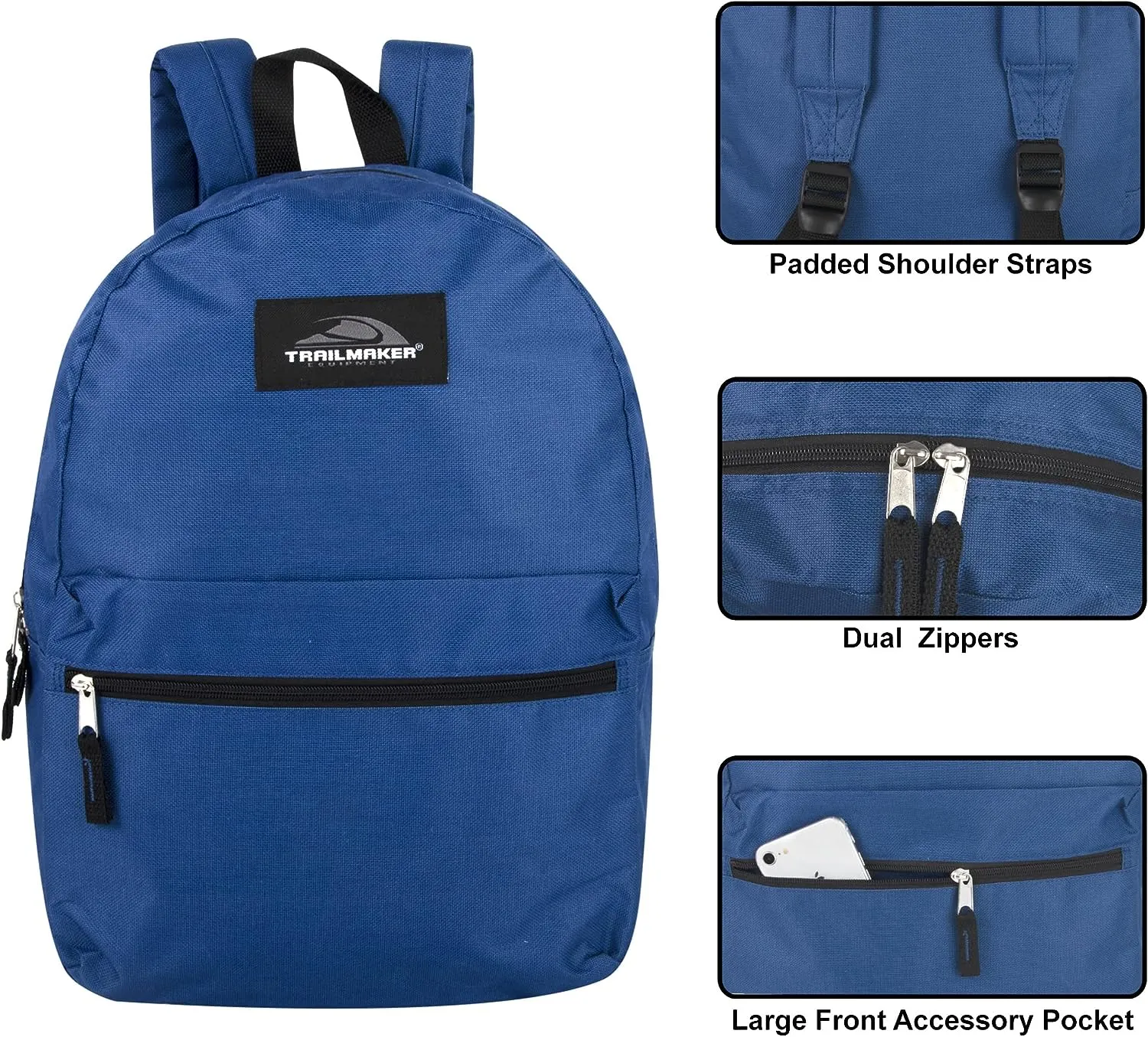 Item# 0179   Trail maker Classic 17 Inch Backpack with Adjustable Padded Shoulder Straps (Watch Video)