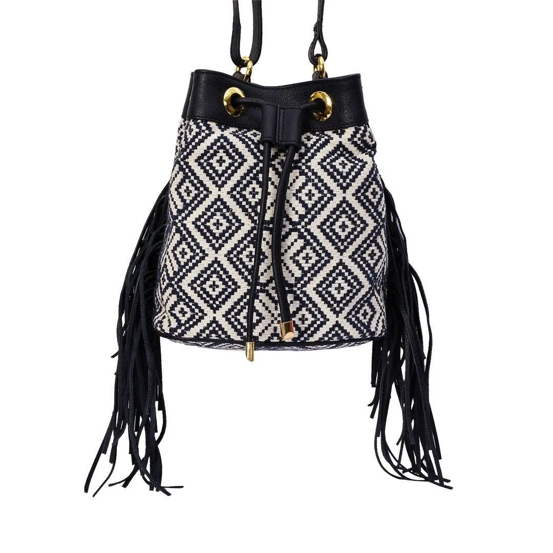 Jacquard Fabric Crossbody Bag - PRU1365