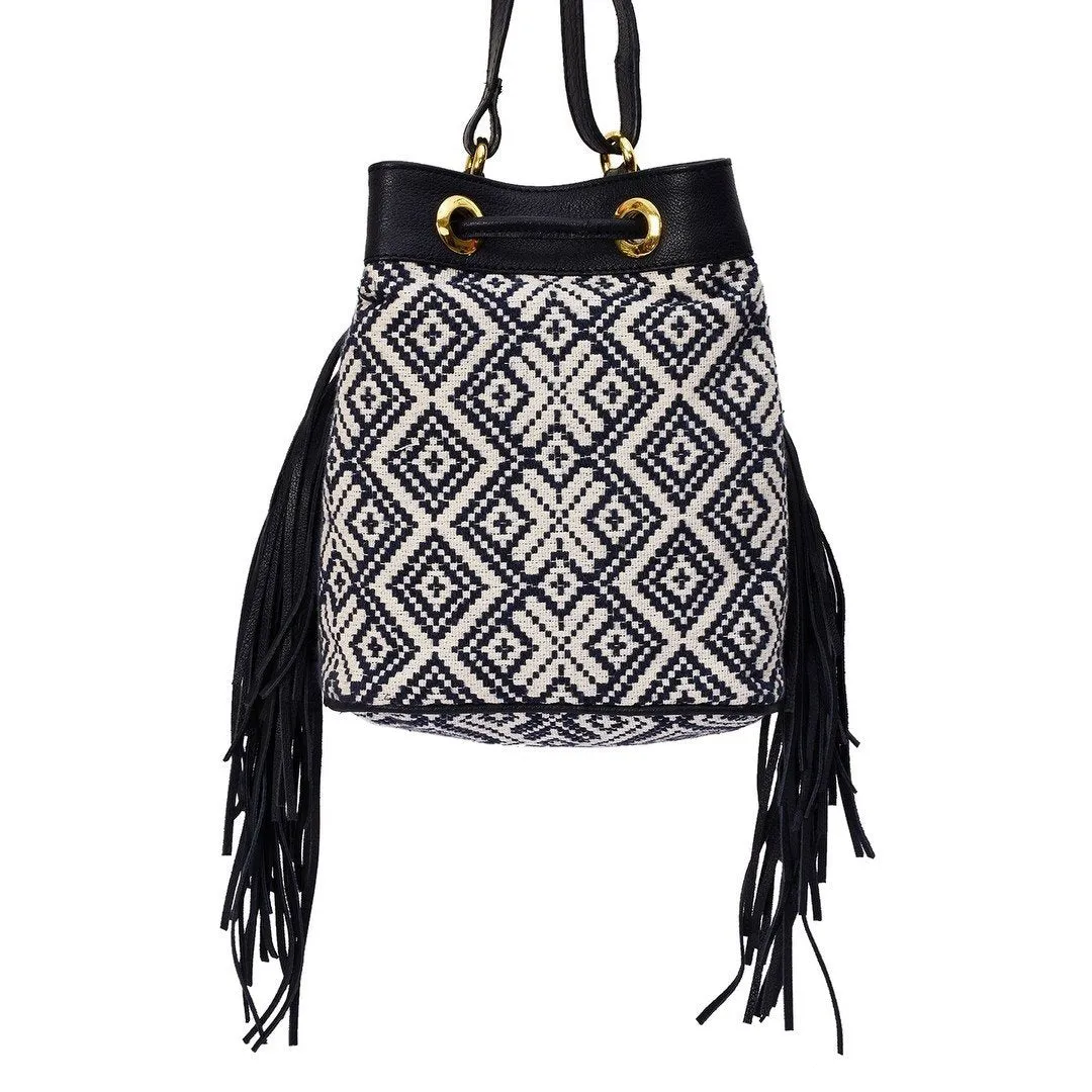 Jacquard Fabric Crossbody Bag - PRU1365