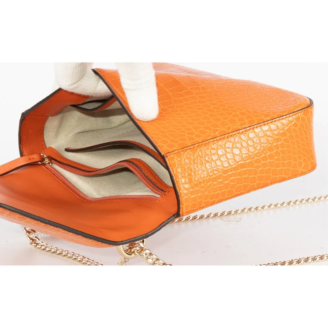 Jimmy Choo Amber Orange Leather Crossbody Bag