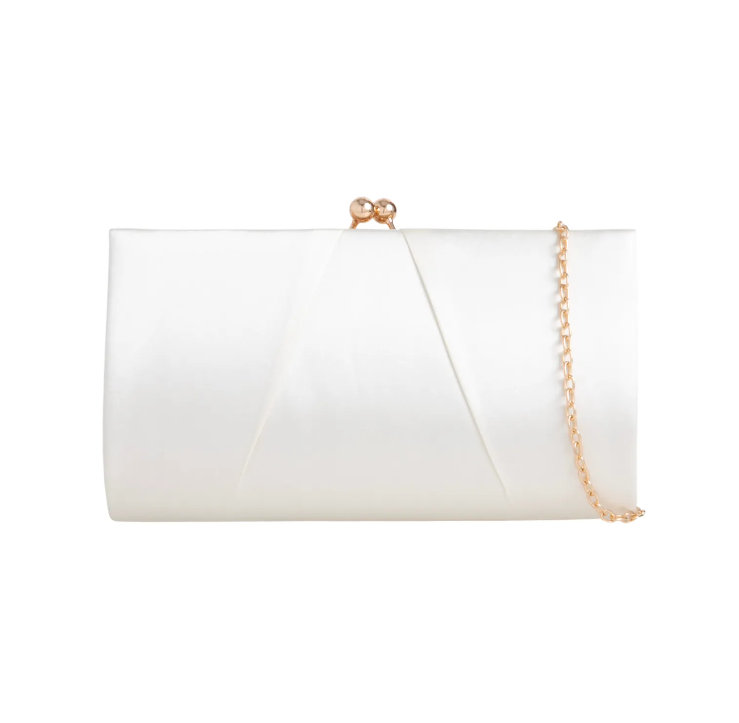 Koko Ivory Small Satin Clip Top Clutch