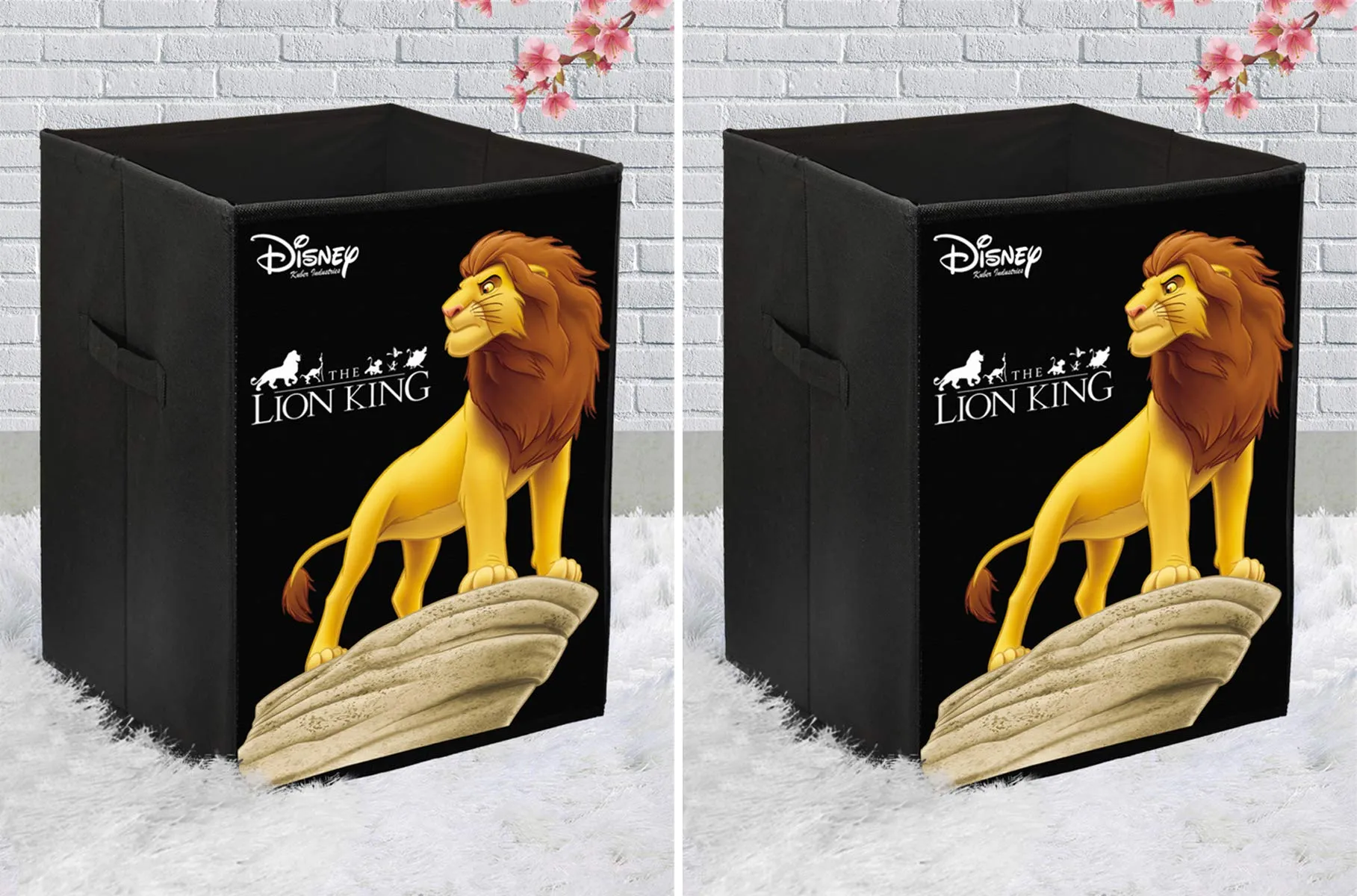 Kuber Industries Disney Lion King Print Non Woven Fabric Foldable Laundry Organiser with Handles (Black)