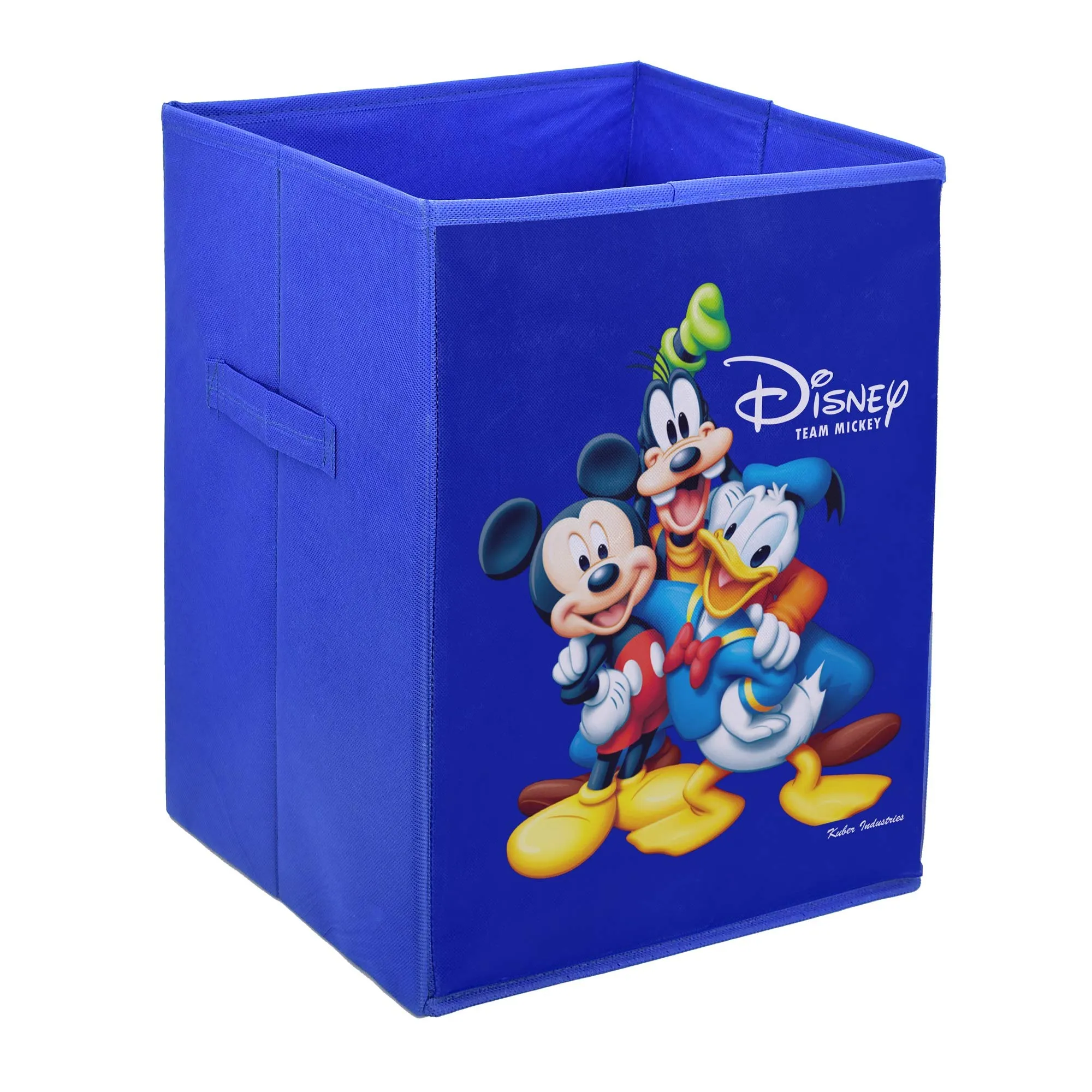 Kuber Industries Disney Team Minnie Print Non Woven Fabric Foldable Laundry Basket, Toy Storage Basket, Cloth Storage Basket with Handles (Set of 2, Red with Royal Blue)-KUBMART1206