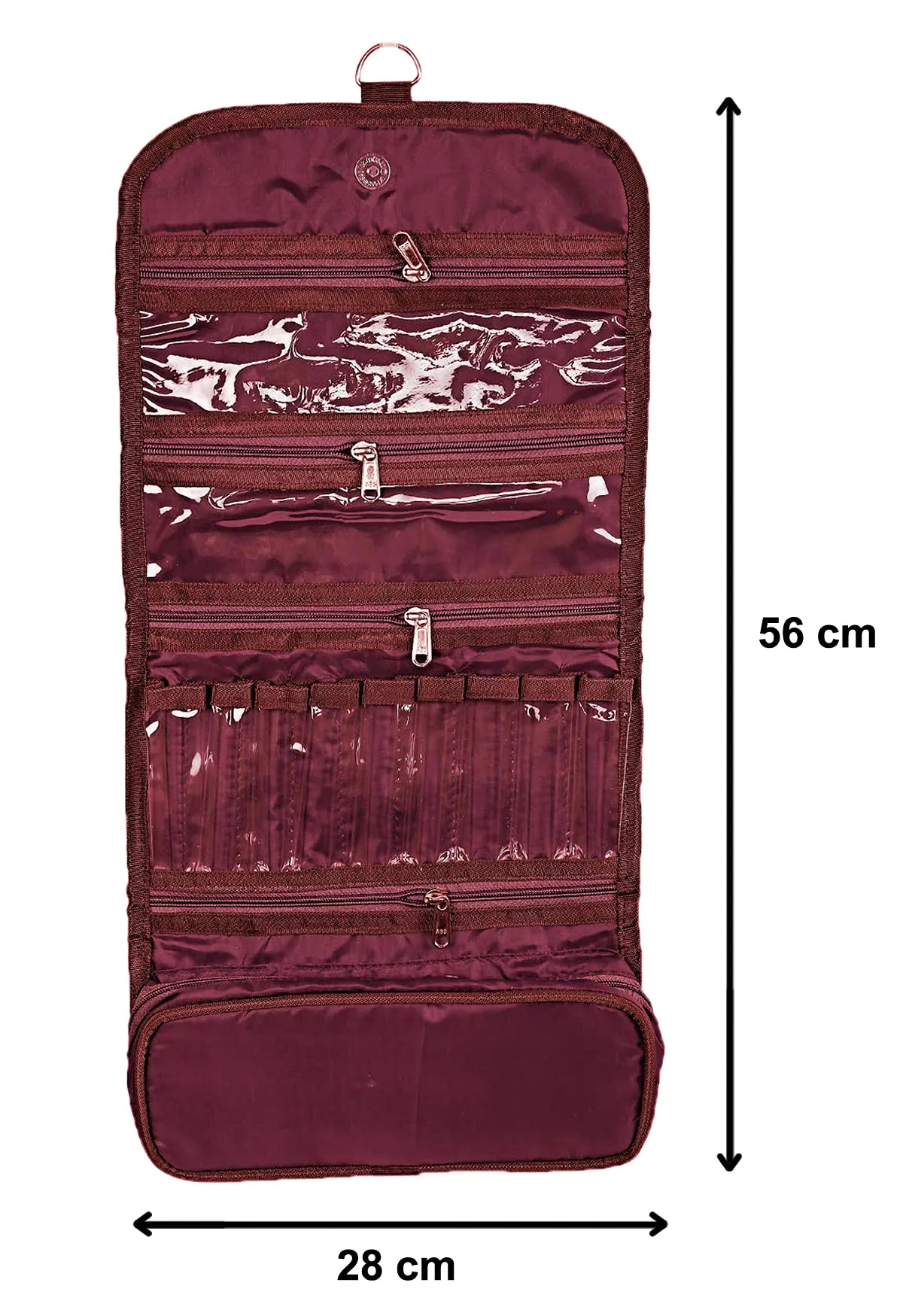 Kuber Industries Hanging Toiletry Bag - Large Capacity Travel Bag for Women and Men - Toiletry Kit, Cosmetic Bag, Makeup Bag - Travel Accessories (Maroon)