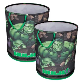 Kuber Industries Marvel Hulk Print Round Laundry Basket|Polyester Clothes Hamper|Waterproof & Foldable Round Laundry Bag with Handle,45 Ltr.Pack of 2 (Green)