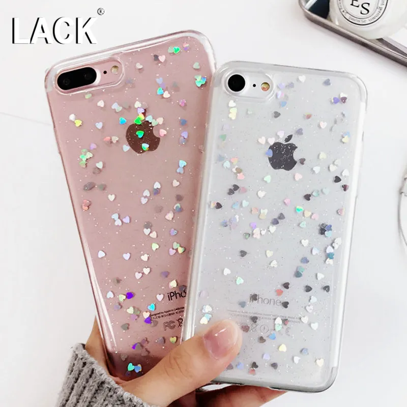 LACK Fashion Bling Glitter Case For iphone 6 Case For iphone 6S 7 7 PLus Back Cover Luxury Love Heart Shining Powder Phone Cases