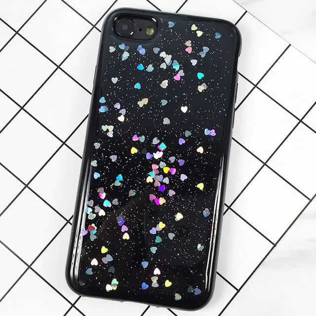 LACK Fashion Bling Glitter Case For iphone 6 Case For iphone 6S 7 7 PLus Back Cover Luxury Love Heart Shining Powder Phone Cases