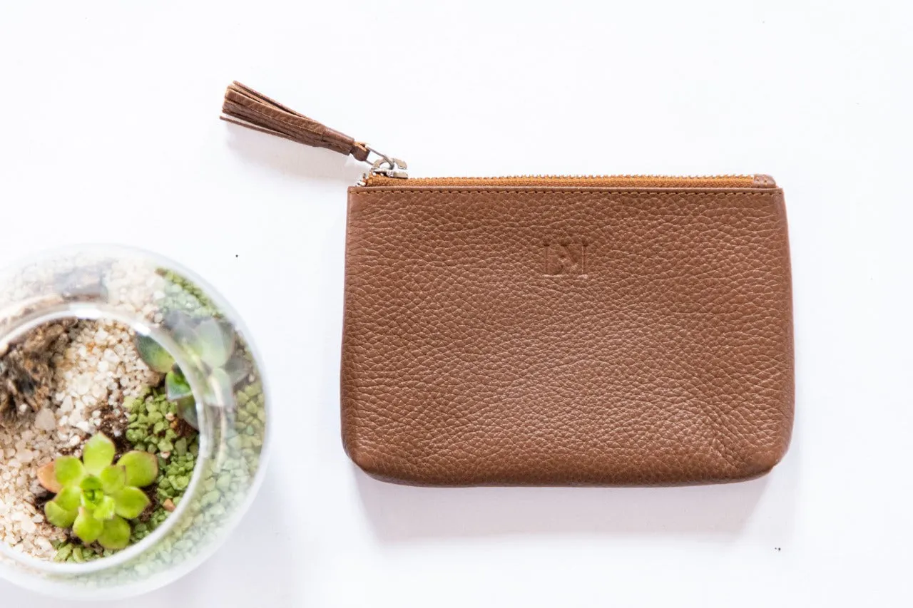 Le Mira 'The Pompon' Genuine Leather Pouch