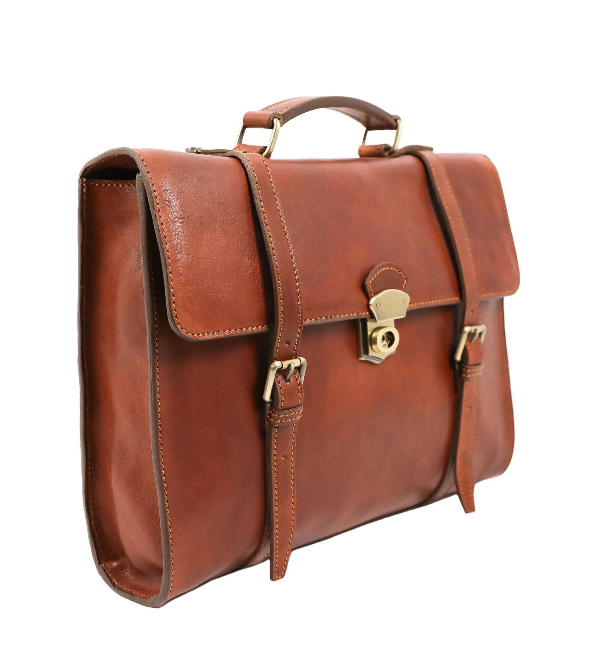 Leather Belted Briefcase, Convertible Backpack - The Glass Menagerie