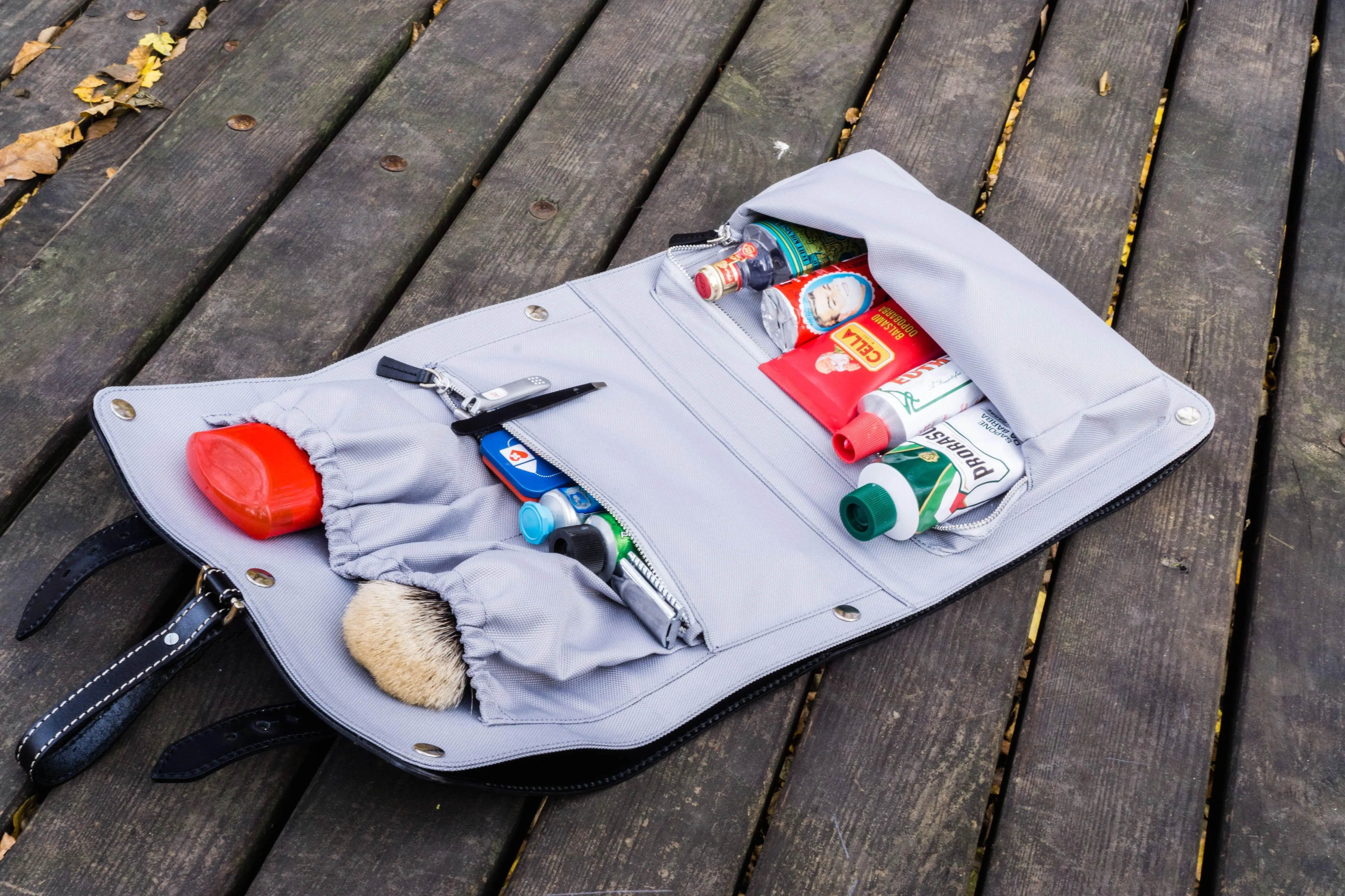 Leather Toiletry / Travel Bag - Black