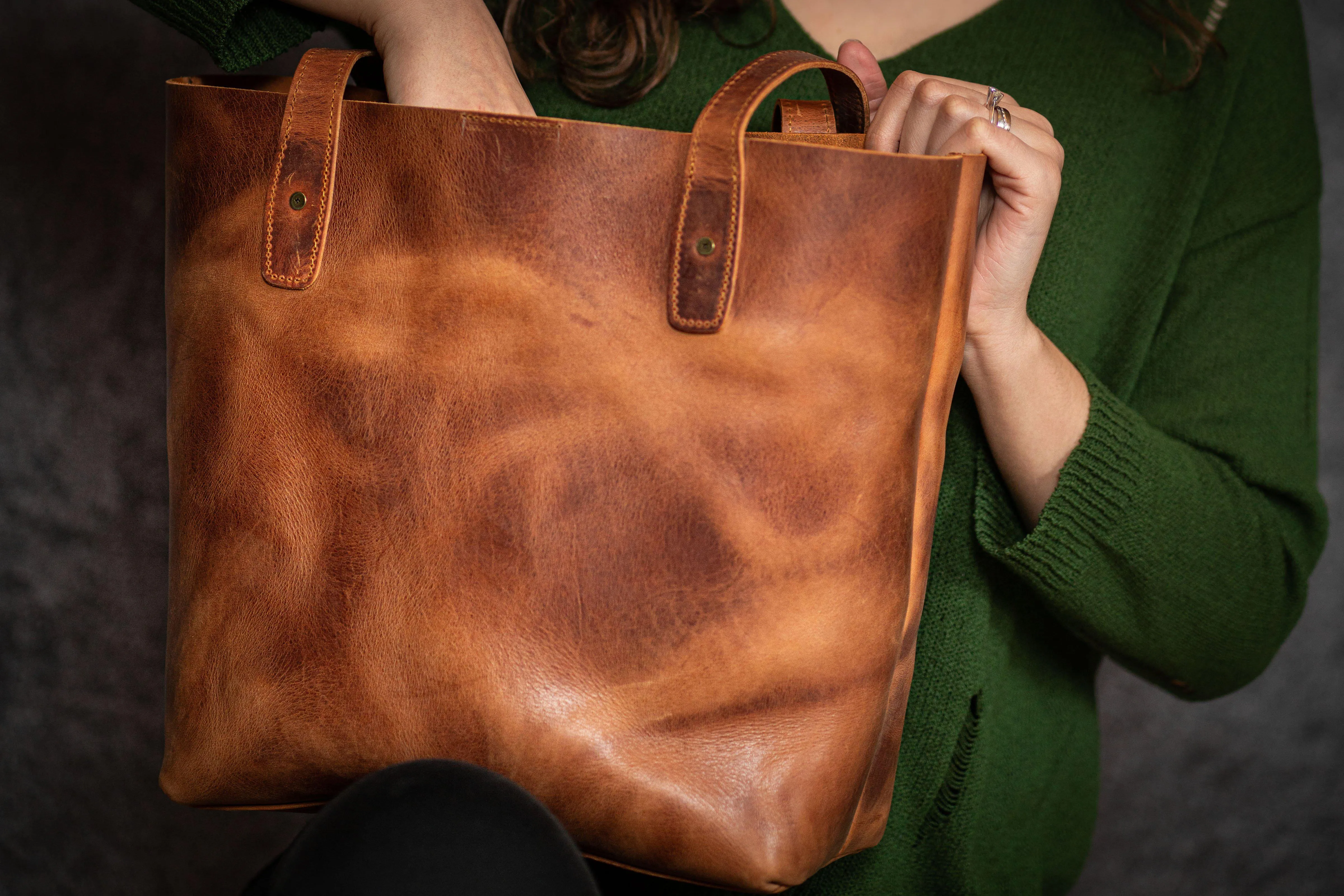 Leather Tote Bag - Crazy Horse Tan