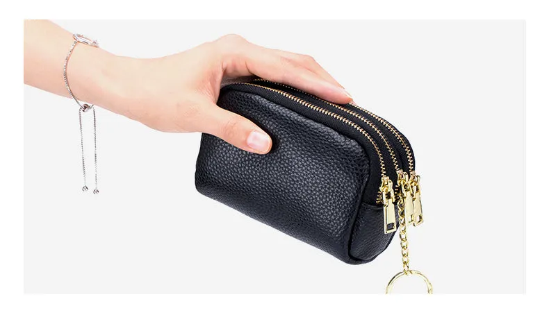 Leather Zipper Handy Purse