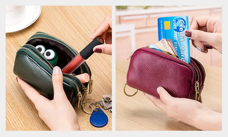 Leather Zipper Handy Purse