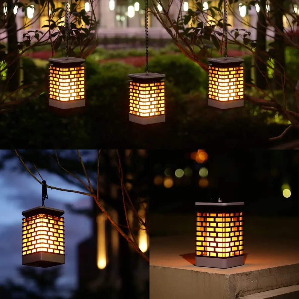 LED Solar Flickering Flame Lantern - Solar Powered Outdoor Garden Light