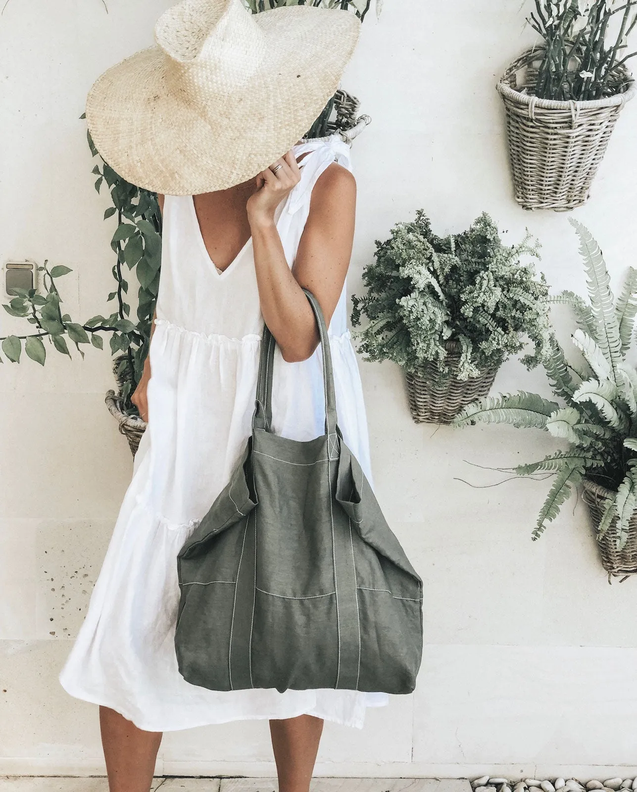 Linen Beach Bag