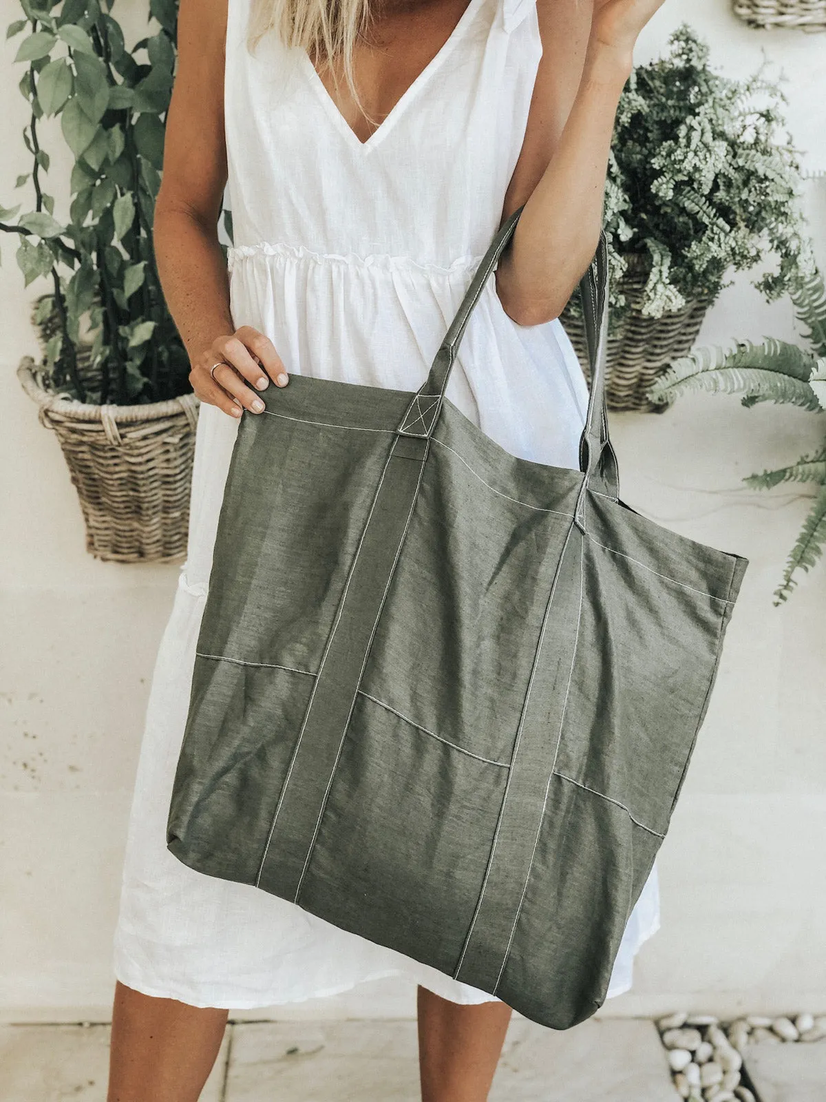 Linen Beach Bag