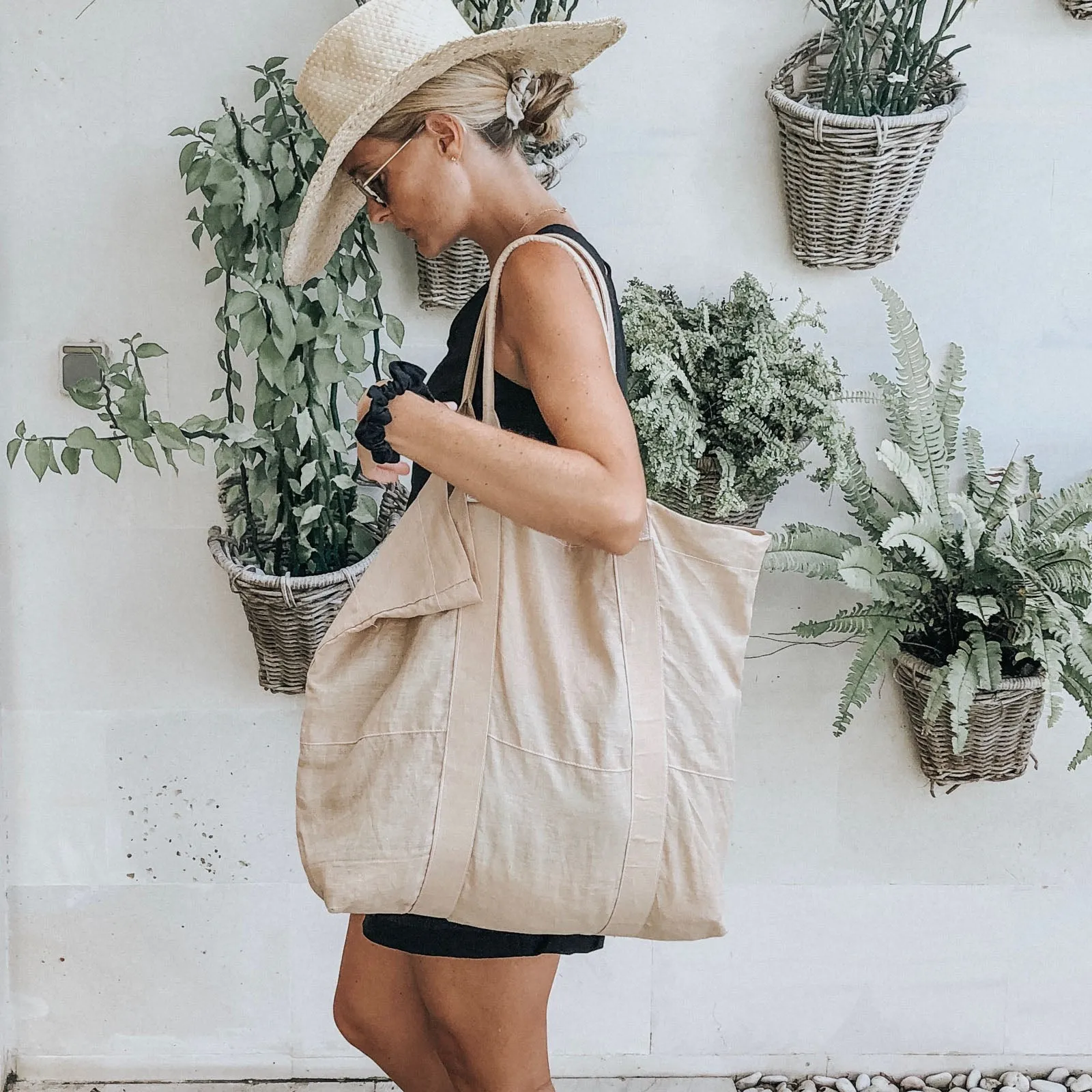 Linen Beach Bag