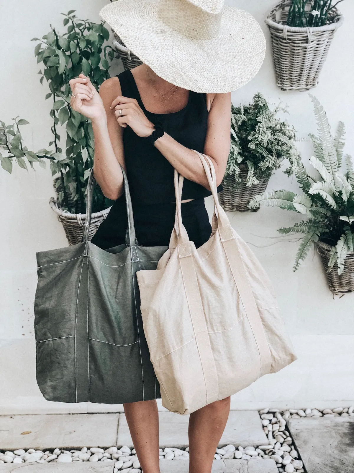 Linen Beach Bag