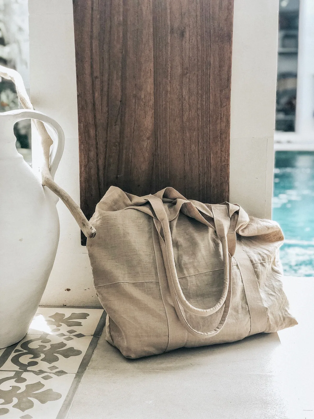 Linen Beach Bag