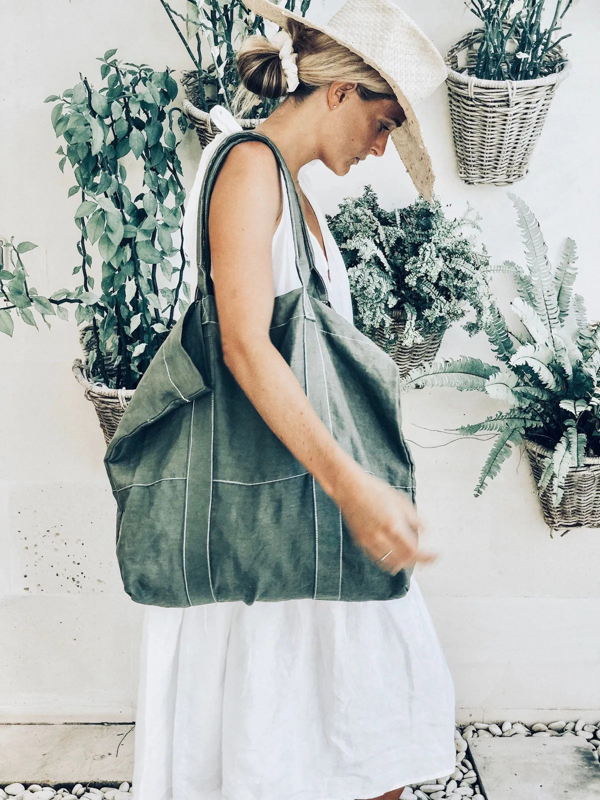 Linen Beach Bag